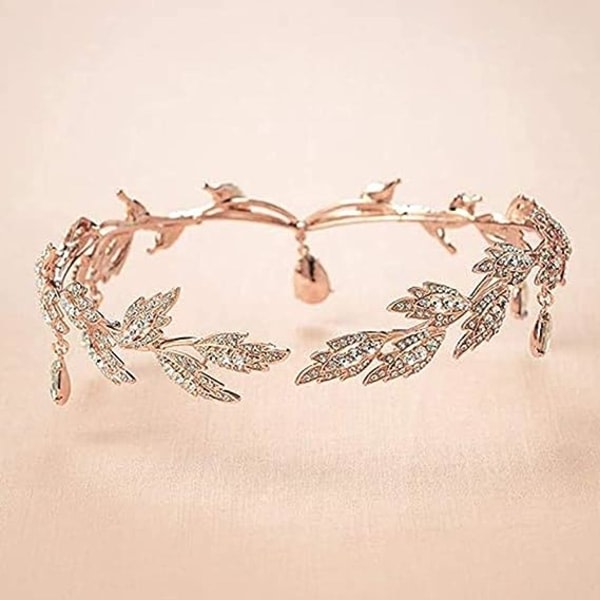 Rhinestone Krystall Tiara (Gull), Blad Rhinestone Bryllups Tiara, C