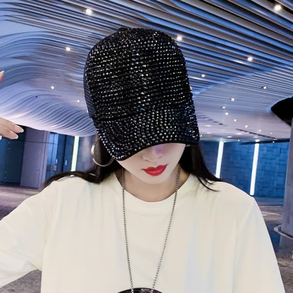 Sommerhatt Cap Fargerik Rhinestone Diamond Snapback Cap Vår sølv
