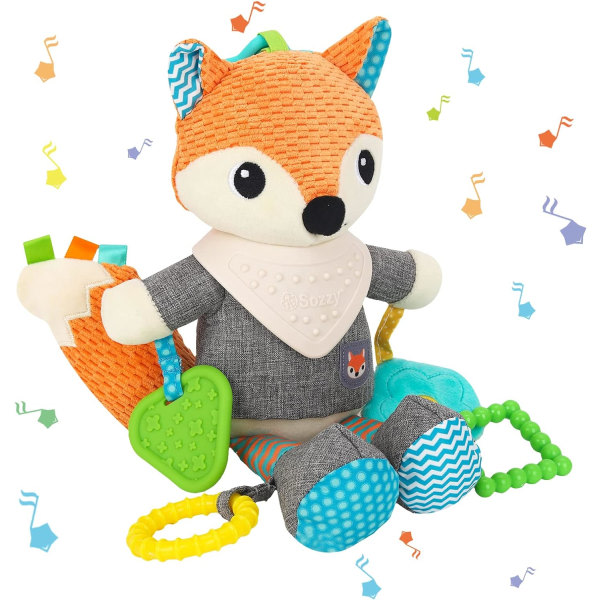 Galaxy Fox Barnvagnsleksak, Rattle Toy, Bandleksaker för småbarn, Orange Orange