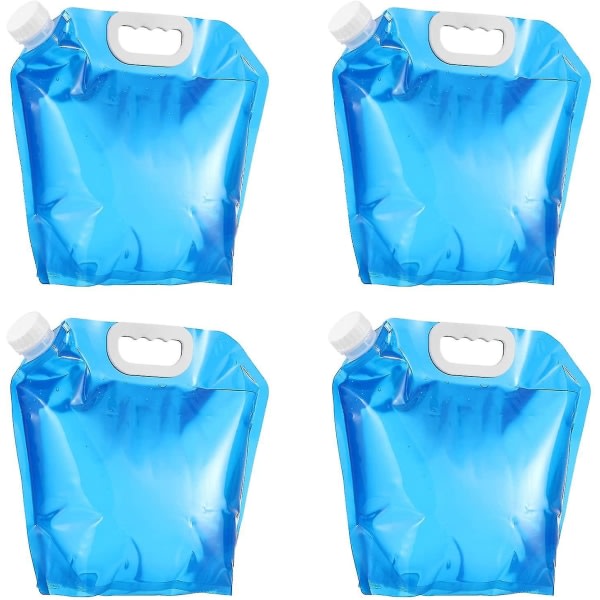 4 stk 5L vannpåser Foldbar drikkevannspose Foldbar vanntankbeholder Vannbærer For sport Sykling Camping Vandring Ridning - Blå