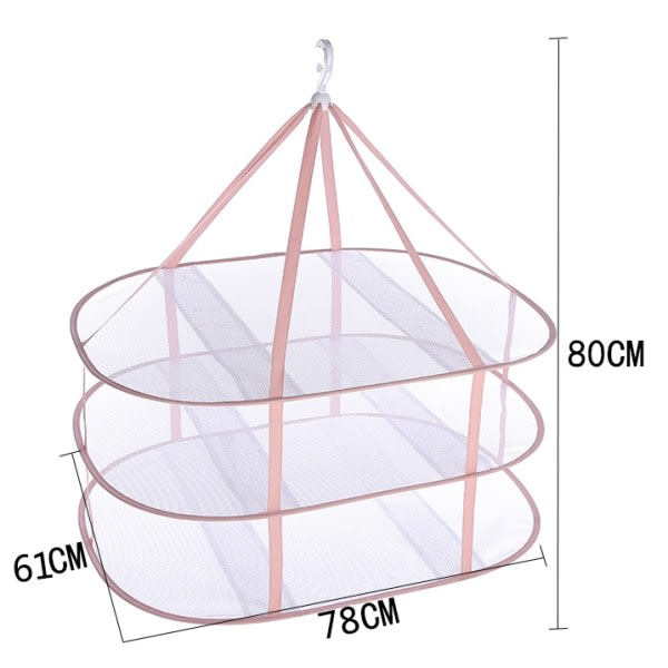 TG Rosa Stor Størrelse 3-lags Mesh Tørrestativ til Tøj til Ophængning