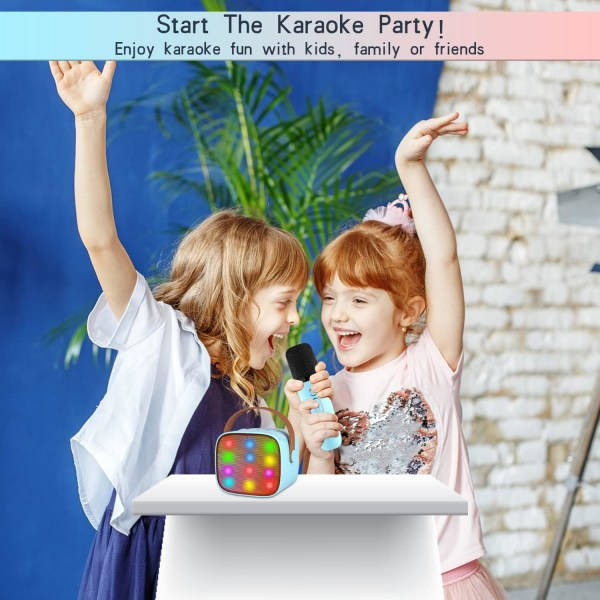 Barnkaraokemaskin med mikrofon (blå), bärbar Bluetooth-karaoke