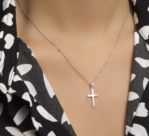 Silverkorshänge, klassisk polerad religiös berlock för män och kvinnor, vardagssmycke, silver