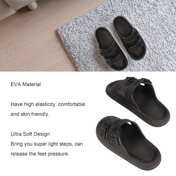 Sandaalit Tossut EVA Paksut Pohjat Slip On Sandaalit Kesä Ulkoilu Tyylikkäät Pilvitossut Musta Musta Black 40/41