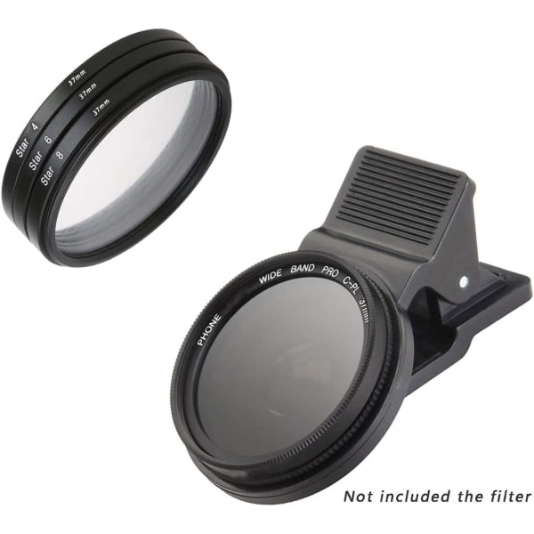 TG Bärbar universal 37 mm trådklemme for mobiltelefonkameraassistent lins og effektfilter, pakke med 2