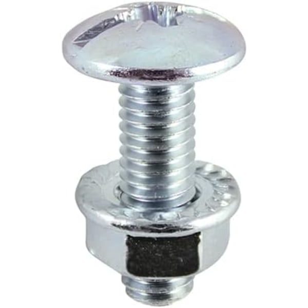 M6 X 25 mm tak- og kabelrenneskive med flensmutter M6 (6 mm) X 25 mm takkabelskålbult Kupolhode med tannet sekskantflensmutter Stål - 20 stk.