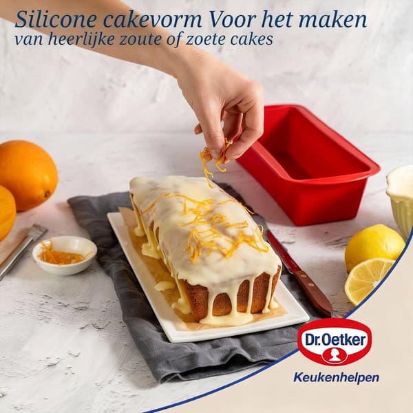 Dr. Oetker Silikon brödform 24 cm, flexibel non-stick bakform för bröd och kakor för hembakning, röd