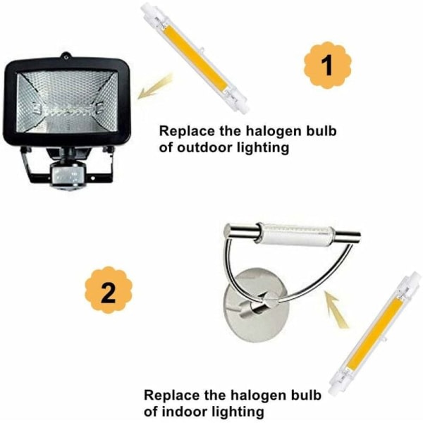 Høy effekt 118MM 10W 220V varm hvit glassrør spotlight for vegglampe / gulvlampe, for stue, soverom, bad