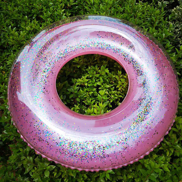 Het försäljning ny transparent badring med paljetter för vuxna och barn uppblåsbara vattentillbehör förtjockad PVC badring #80 gold