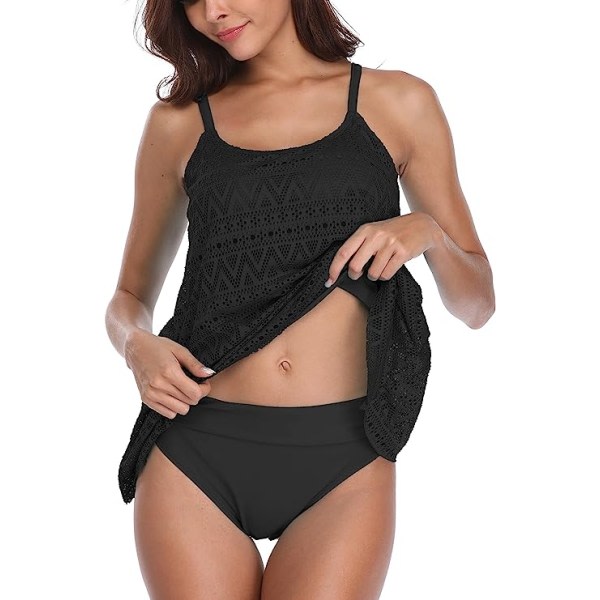 Mesh Badetøj til Kvinder med Høj Talje 2-delt Badetøj Plus Size