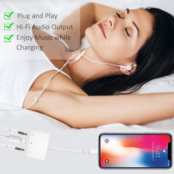 TG Lightning-kuulokkeet 3,5 mm äänensiirtoadapterilla, 3-in-1 lisääänensiirtoadapteri
