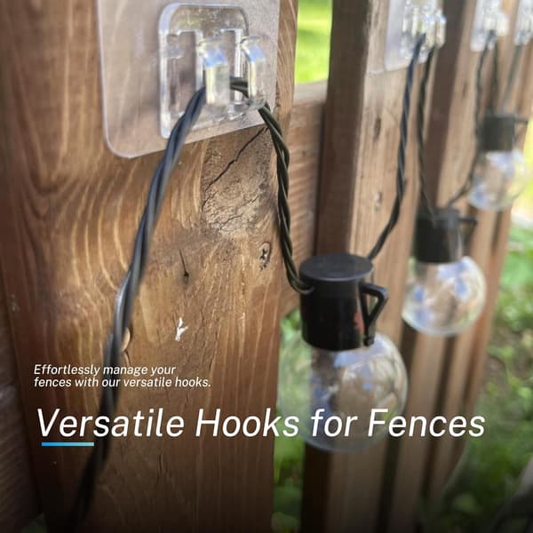 100-pack Light String Hooks - Easy Installation, Wire Holders for Balconies, Patios, and Garden Parties - Robust and Weather-Resistant