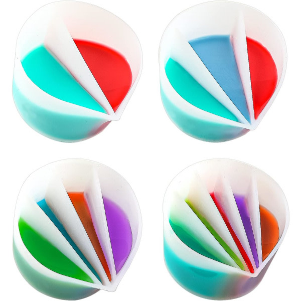 Galaxy 4 farvekopper, delad silikonkopp Akryl Pour Paint Cup Farveseparator (vit, rom 2/3/4/5)
