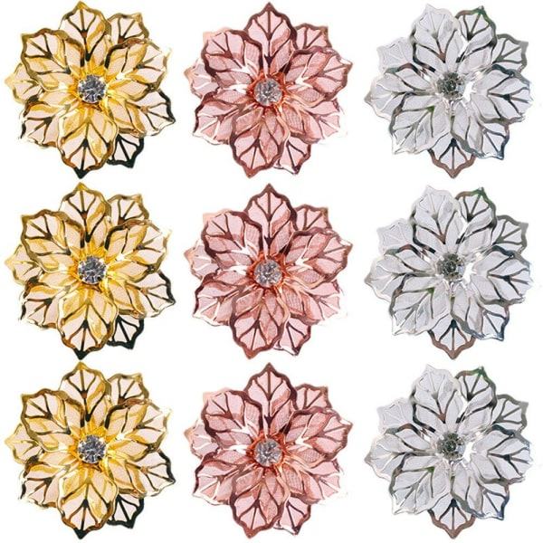 18 stk metallram utskjæring blomster serviettringer 3 farger