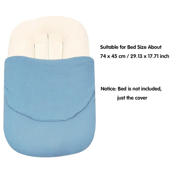 Nyfødt Senglaken Gjenbrukbar Bomullsbeskyttelse for Toddler Bassinet Baby Nest Reisepute (blå)