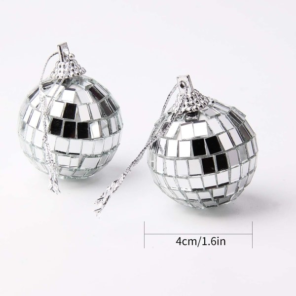24 st Silver Discokula för festdekoration, julgran bröllop födelsedagsfest prydnader (4cm)