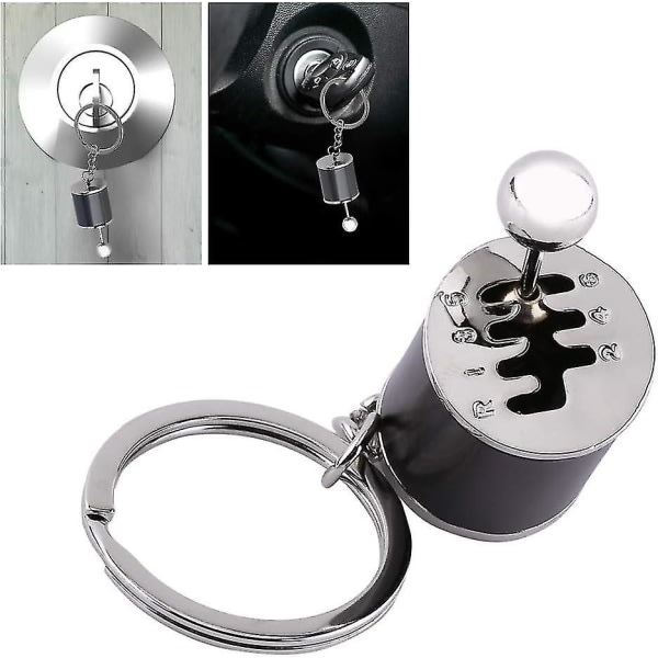 Bilgearstang Nøglering, Auto Gear Shifter Model Nøglering Skiftformet Metal (4,05 x 1,61 x 0,8 tommer) (sort) sort