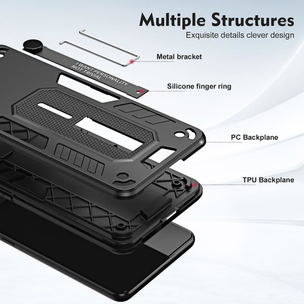 Til Oppo A57 4g / A57s 4g / A77 4g / A77s 4g / A57e 4g Skjult Støttefod Telefonetui Pc + Tpu Stødtæt Cover Sort