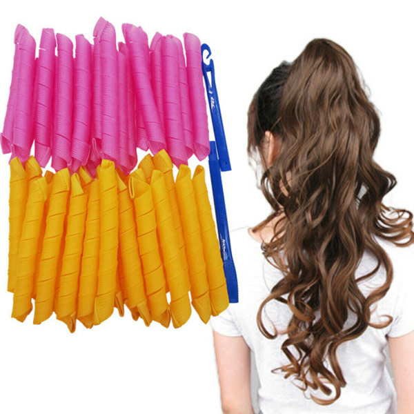 TG 45 cm Hårrulle Heatless No Heat Wave Spiral Curls DIY Styling Kit og Krog 30PC