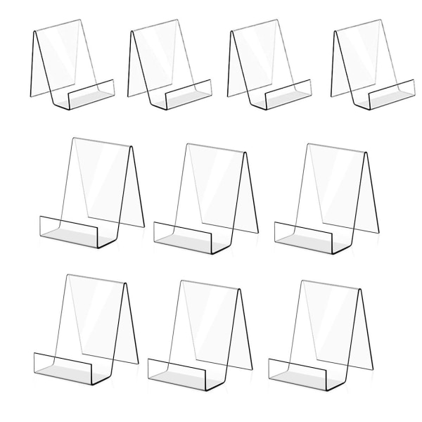 10-pack akryl bokstöd Klar akryl displaystativ för visning av album, böcker (6 stora + 4