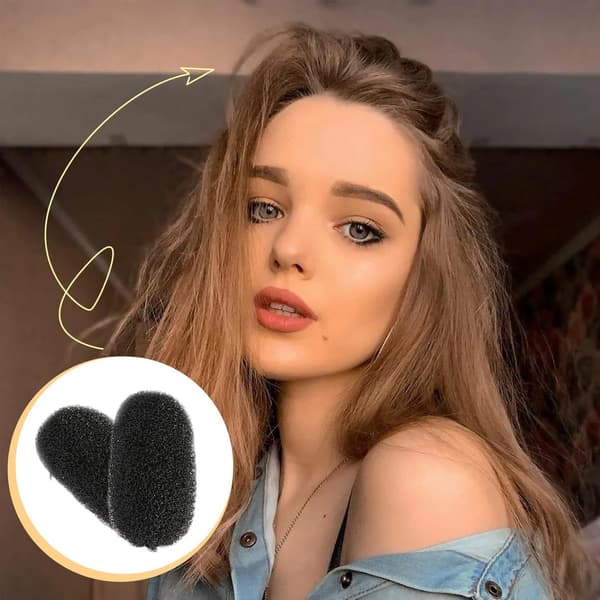 Usynlig Fluffy Hårklemme - 2 Stykker - Velegnet til Perfekt Puff Hår - Ideel til Knoldfrisurer - Velegnet til Kvinder og Piger - Sort