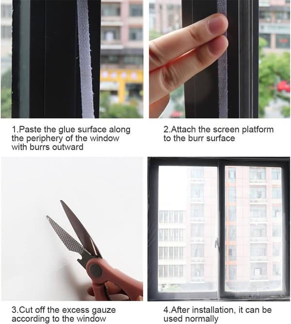 Window Mosquito Net, 3-pack Fly Screen for Windows, Self-Adhesive with 3 Rolls of Velcro (Black)_yux black