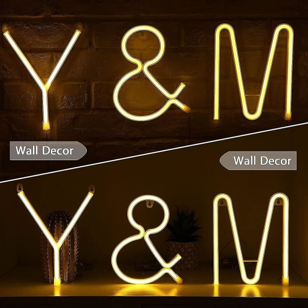 LED-neon taklampe alfanumeriske symboler neonlys med trådløs fjernkontrollbryter