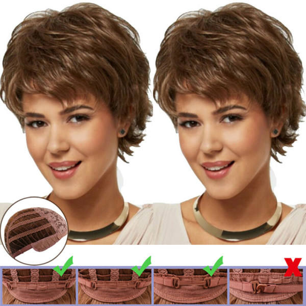TG Dame Pixie Parykk med kort krøllet hår _ Naturlig helhårs parykk _ L