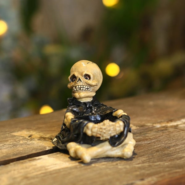 Galaxy Resin Skelett Ljus Bas Realistisk Skull Askfat Halloween dekoration