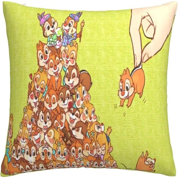Chip N Dale Anime Pudebetræk Pudebetræk Fritid Blød Tegneserie Tæppe Kaste Pudebetræk Hjemmeindretning Til Sofa Sofa Seng Bil 18 X 18 Tommer