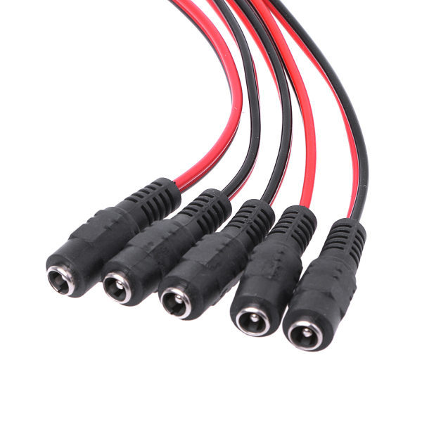 5 kpl 5,5x2,1 mm naarasovittimia DC-virran CCTV PSU-pigtail-kaapelilähtöön 1