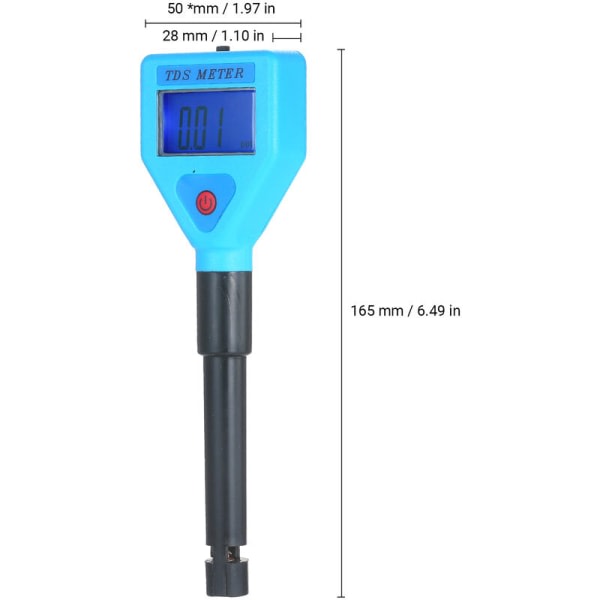 TDS-testare Vattenkvalitetsanalysator Testpenna Blå baggrundsbelysning Leverans uden batteri