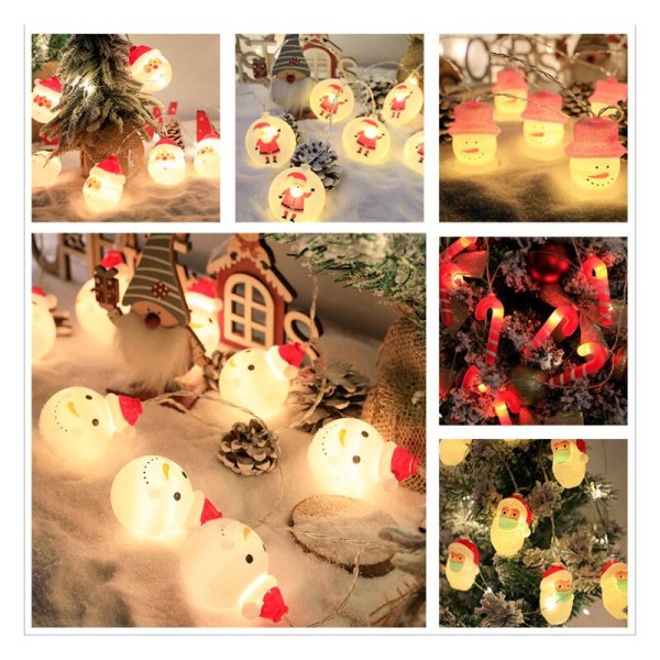 LED Julenisse String Lights, USB batterilåda, Rödluvan Snowman, Julgransdekorationsljus