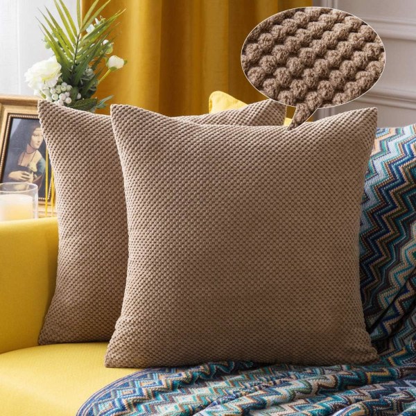 Set med 2 ananas-kuddfodral i plysch, Dekorativa fyrkantiga kuddfodral för soffa, sovrum, bil 16\"x16\", 40x40cm Brun
