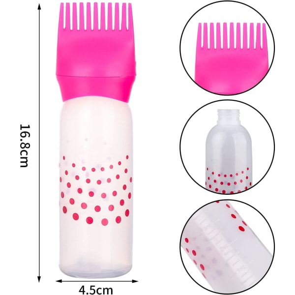 TG 3-pack hårfärgningsflaska Rotkam Applikatorflaska Polka Dots App