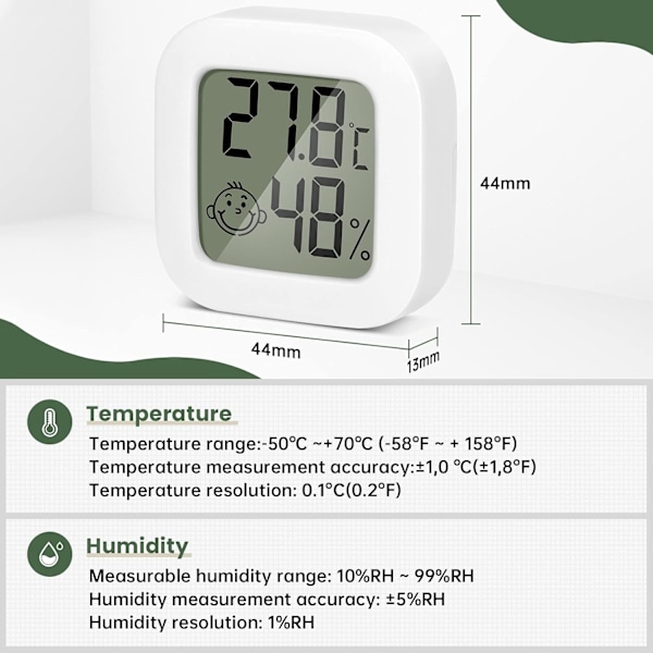 Romtermometer, 4-pakks digital hygrometer med fuktighetsindikator for barnerom/kontor/drivhus 4