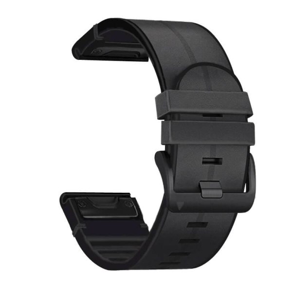 Læder & Silikonarmbånd Sort til Garmin Fenix ​​5X/6X/7X Sort