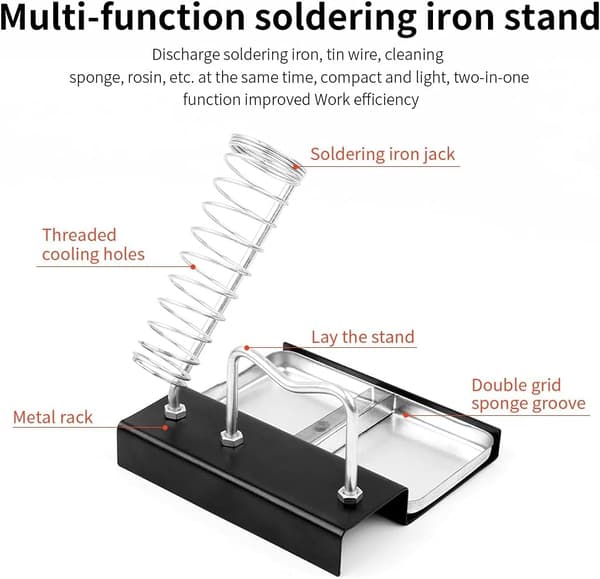 Metal Soldering Iron Stand Support Electric Soldering Iron Tips Base with Solder Spring Bracket Support_yux