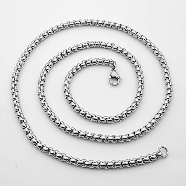 2. kæde (70 cm) Halsbånd og armbånd i rostfritt stål for män Sil