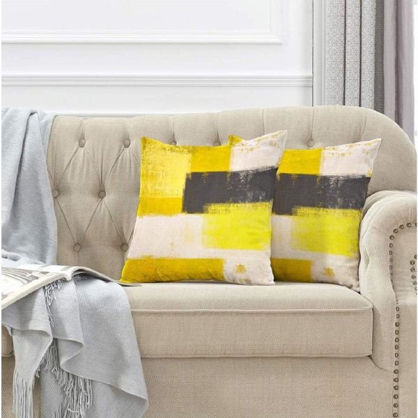 Moderna Kontorsväggdekor Kuddfodral för Sovrumssoffa Vardagsrum 45X45cm 2-pack (Gul+Svart)