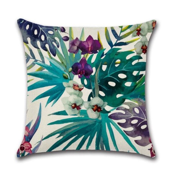 Hemdekorativa kuddfodral Flamingomönster och tropiska blomblad Bomullslinne Kuddfodral 18 X 18 tum, 4-pack