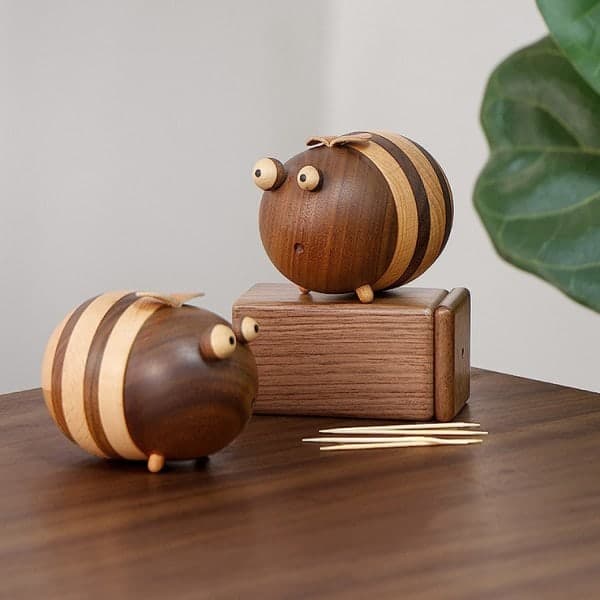 Creative Wooden Toothpick Holder, Bee Design, Household Gift
