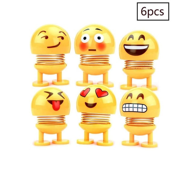 8 kpl Söpö Emoji Bobble Head -nukkeja, Hauskoja Hymyileviä Jousi-leluja Auton Kojelaudan Koristeiksi, Juhla- ja Lahjatavaroita, Koti-sisustusta