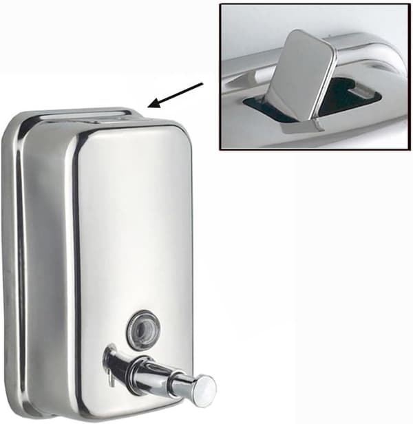 Vægmonteret sæbedispenser - Rustfrit stål - 500 ml - Manuel vægmonteret flydende sæbedispenser - 1 stk.