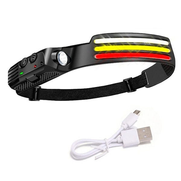 Super Lysende Vanntett Hodelykt Strålkaster Led USB Oppladbart Pannlampe Utendørs Camping Utstyr
