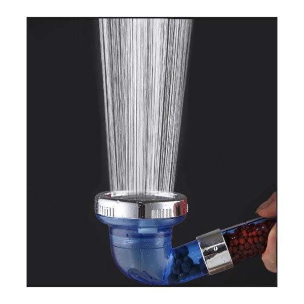 Galaxy Högtryksduschmunstykke Vattenbesparende anti-kalkskala trestegsduschhuvud Jonisk filtreringssystem Blå