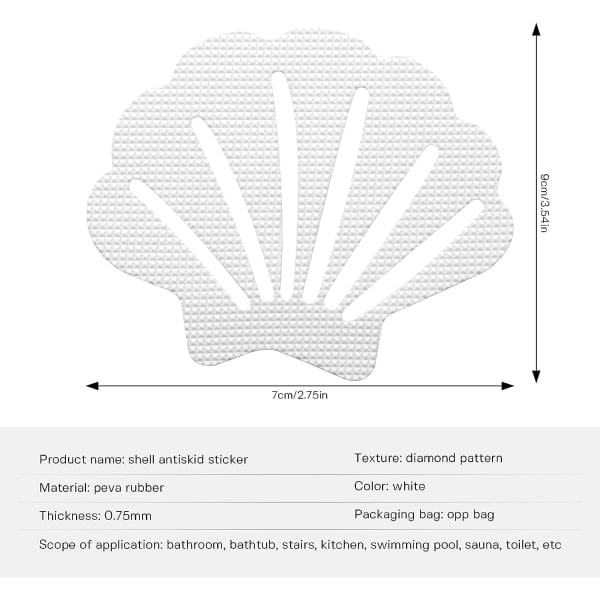 Galaxy 20 kpl kylpyhuoneen liukastumisenestotarrat, valkoiset ja liukastumattomat teksturoidut vauvat (kuoren muotoiset)