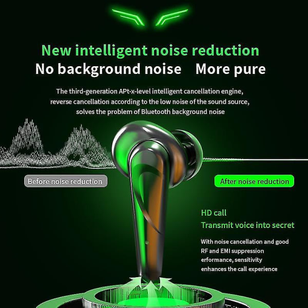 Trådlösa hörlurar Bluetooth hörlurar Surround Sound Öronsnäckor Vattentäta hörlurar Gaming