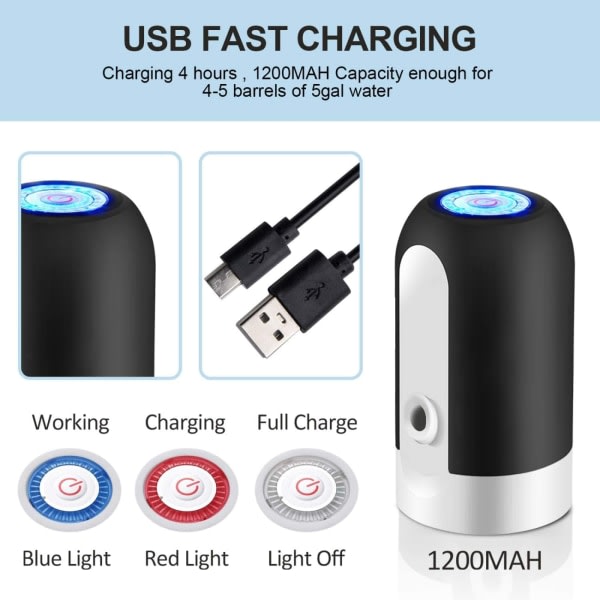 Vanddispenser med pumpesystem og aftagelig USB vandpumpe til