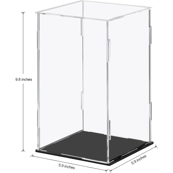Displaybox i akryl Klar akryl b?nkskiva displaykub f?r samlarfigurer - svart, 15x15x25 cm (5,9x5,9x9,8 tuumaa)